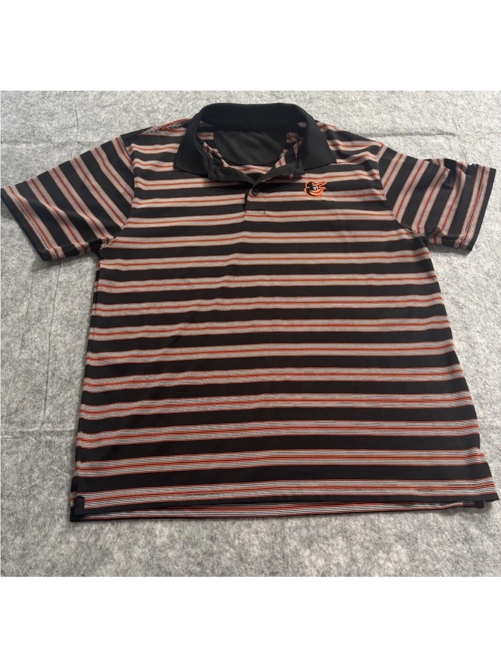 Vintage True Fan Baltimore Orioles MLB Polo Shirt Black Orange Short Sleeve